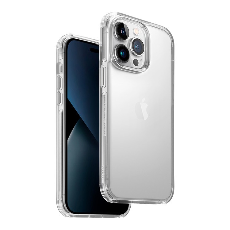 На фото изображено Чехол Uniq для iPhone 14 Combat Clear, прозрачный