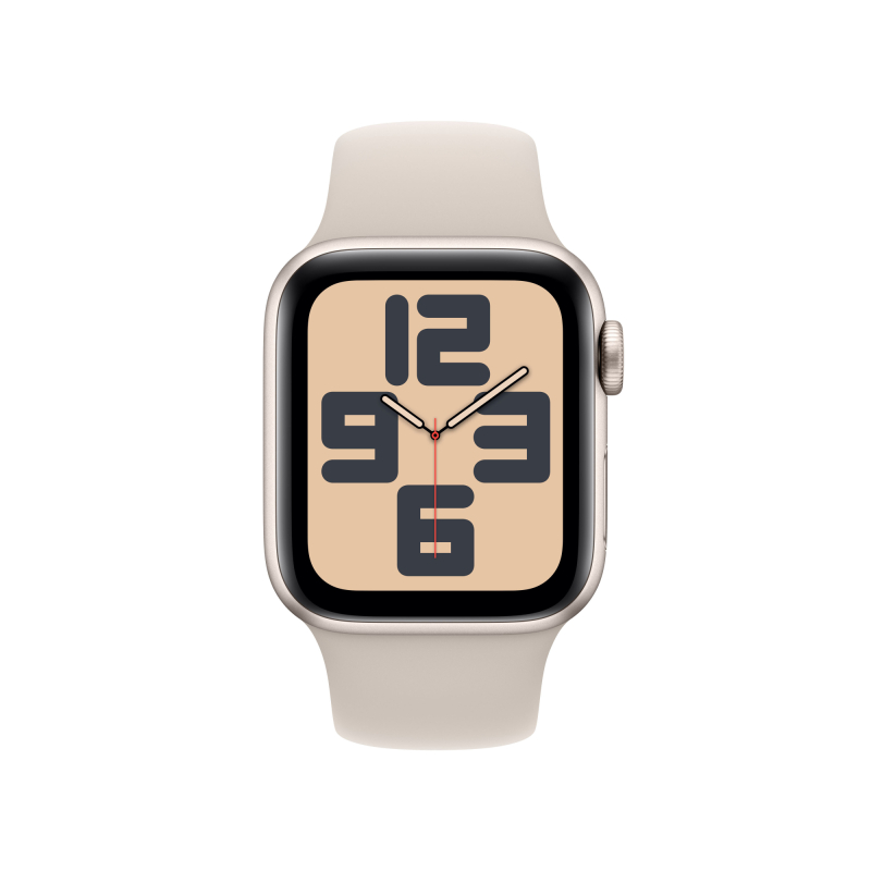 Apple Watch SE 2024, 40 мм, корпус из алюминия цвета «Сияющая звезда», спортивный ремешок, размер S/M