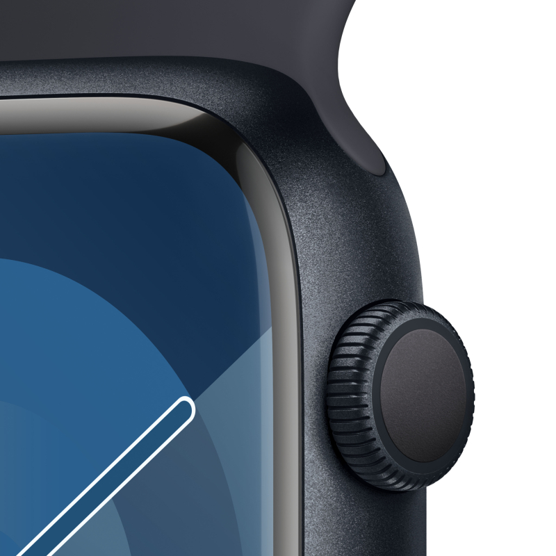 Apple Watch Series 9, 41 мм, корпус из алюминия цвета «Тёмная ночь», спортивный ремешок, размер S/M