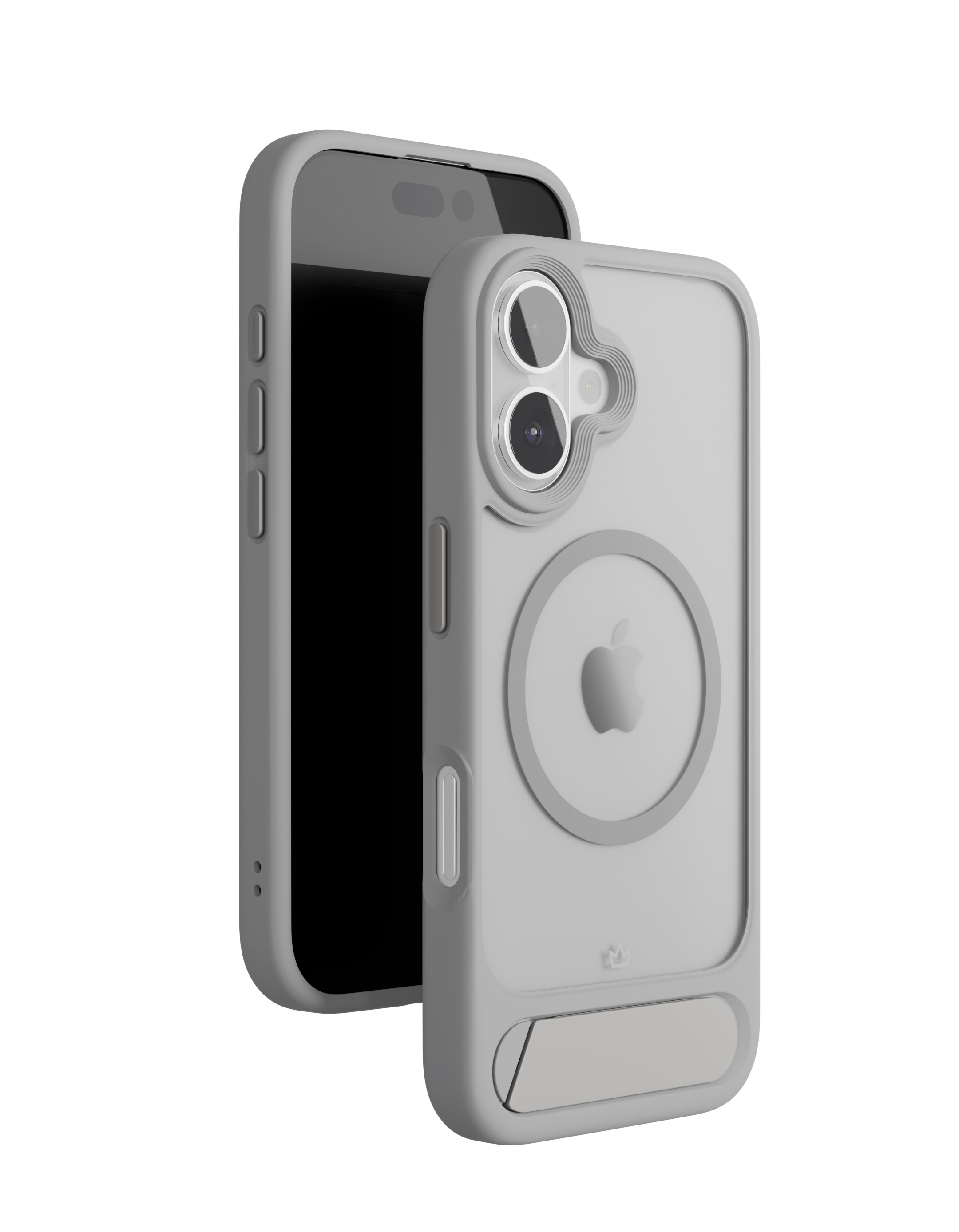 На фото изображено Чехол защитный VLP Reels Case с MagSafe для iPhone 16 Plus, серый