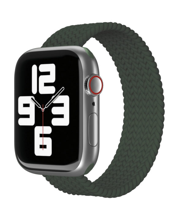 Ремешок нейлоновый плетёный VLP для Apple Watch 42/44/45, S/M, темно-зелёный