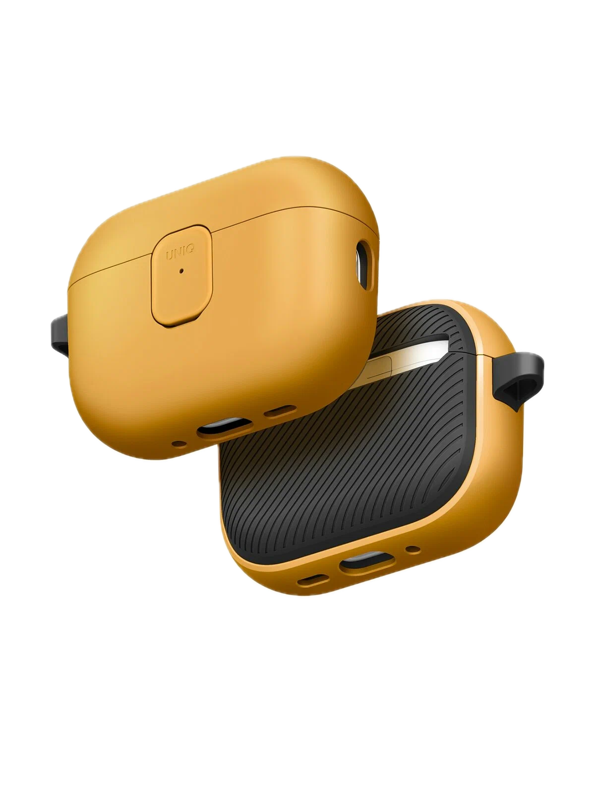 Фото Чехол Uniq CLYDE Lock case для AirPods Pro 3, Racing Yellow/Dark Grey На фото изображено Чехол Uniq CLYDE Lock case для AirPods Pro 3, Racing Yellow/Dark Grey