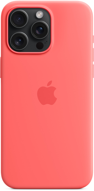 На фото изображено Чехол Apple MagSafe для iPhone 15 Pro Max, силикон, «Спелый нектарин»