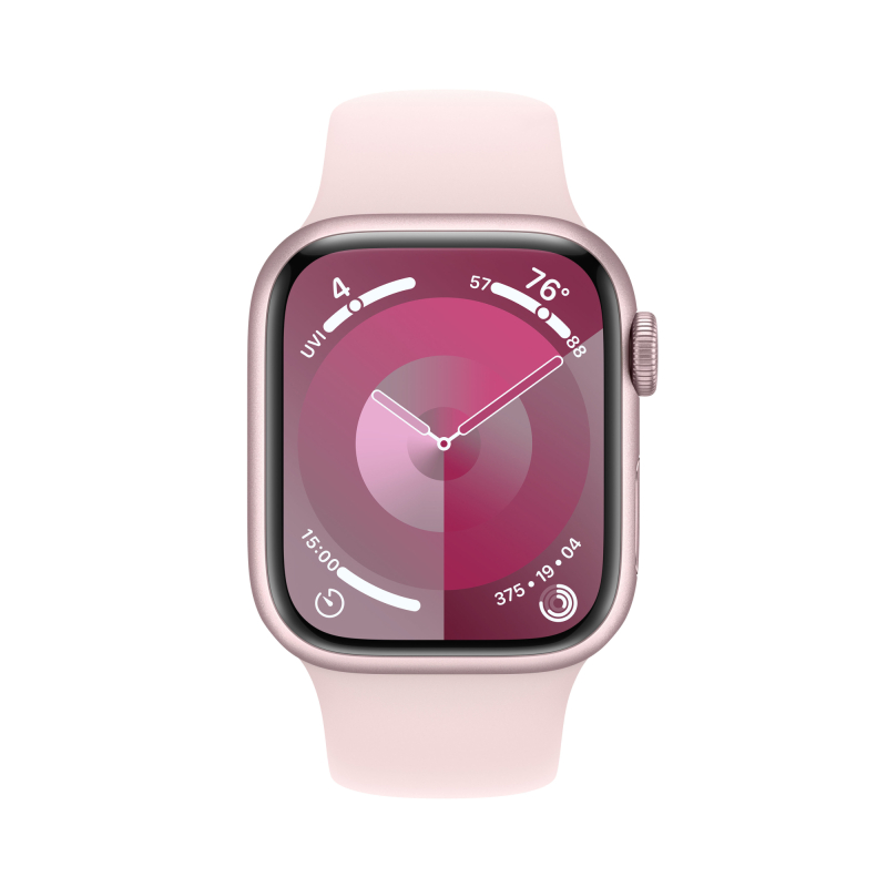 Apple Watch Series 9, 41 мм, корпус из алюминия цвета «Розовый», спортивный ремешок, размер S/M