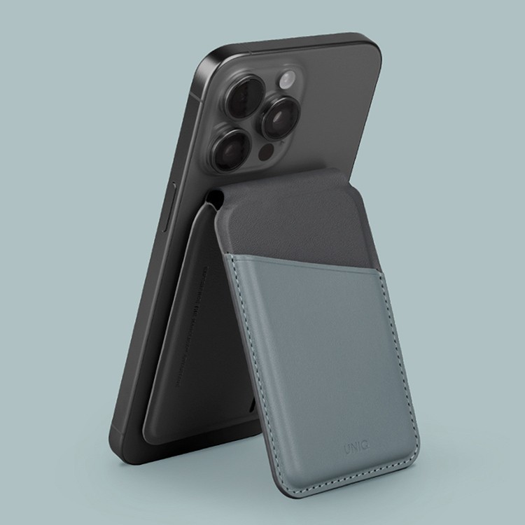 На фото изображено Картхолдер Uniq Lyden DS, Washed Blue/Black