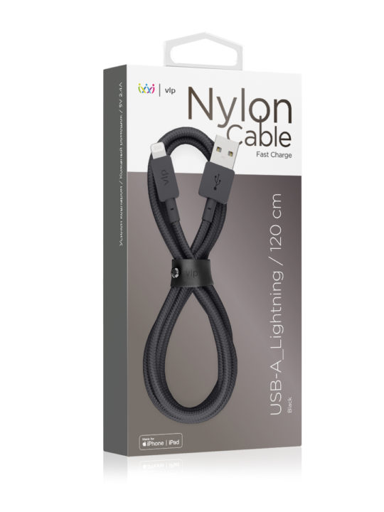 Кабель VLP Nylon Cable USB-A/Lightning MFI, 1.2м, черный Кабель VLP Nylon Cable USB-A/Lightning MFI, 1.2м, черный