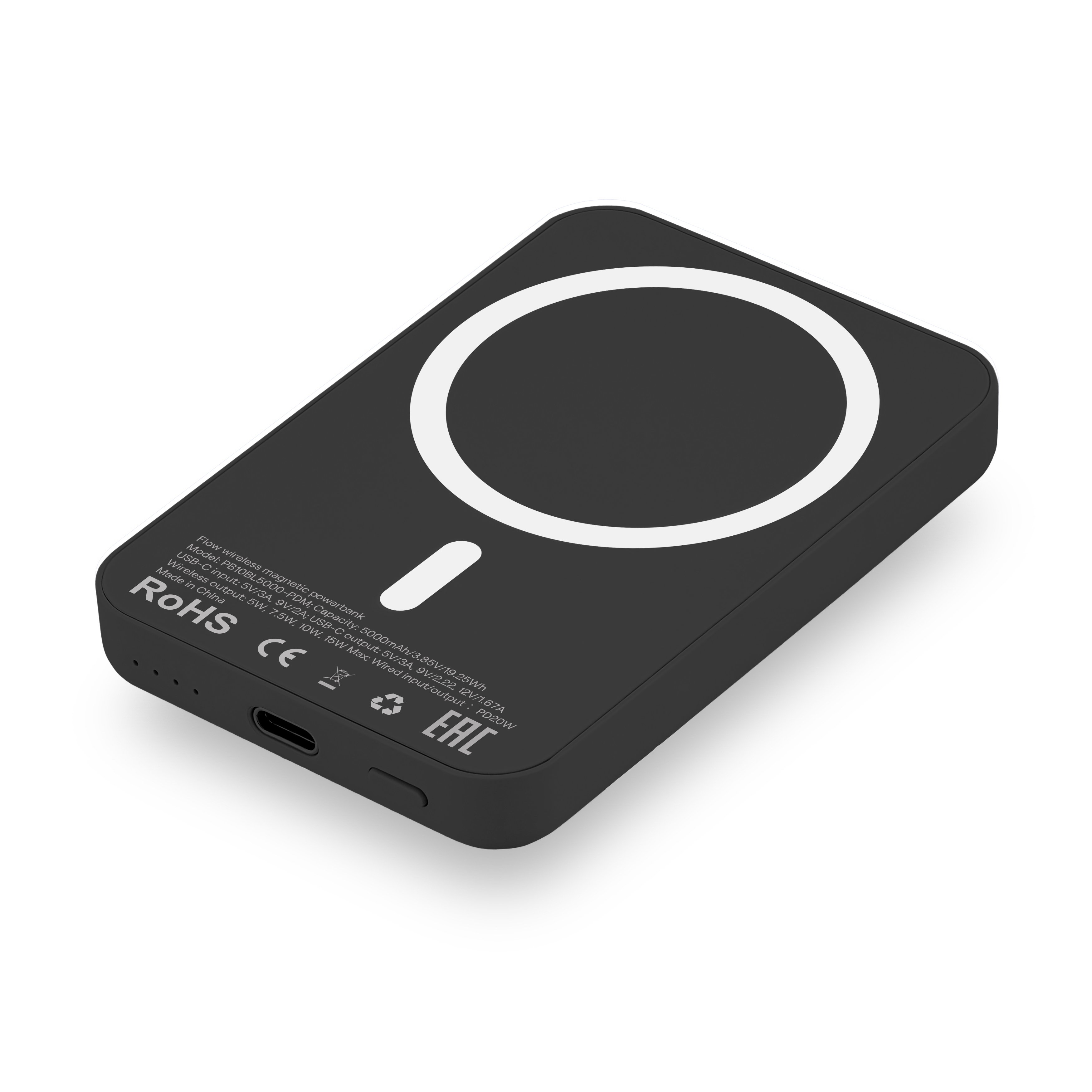 На фото изображено Внешний аккумулятор uBear Flow Magnetic Power bank 5000mAh, чёрный