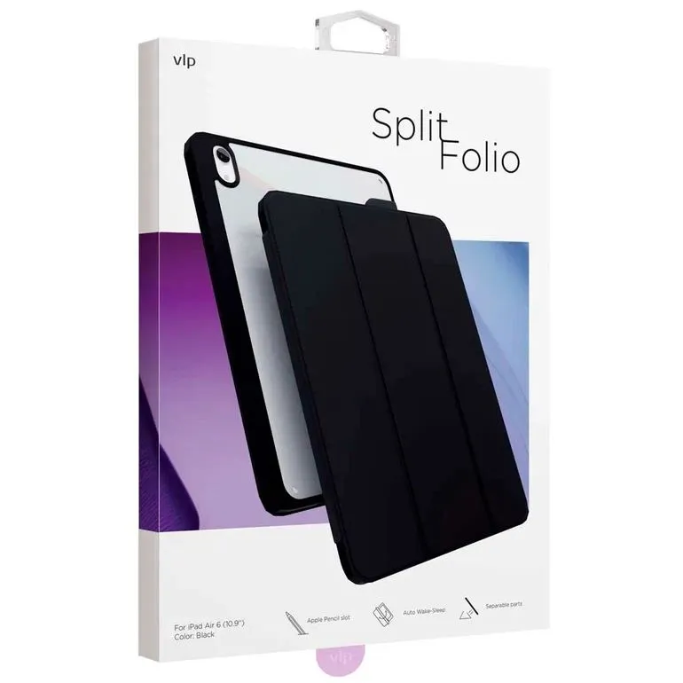 Защитный чехол VLP Split Folio для Apple iPad Air 11 (M2), чёрный