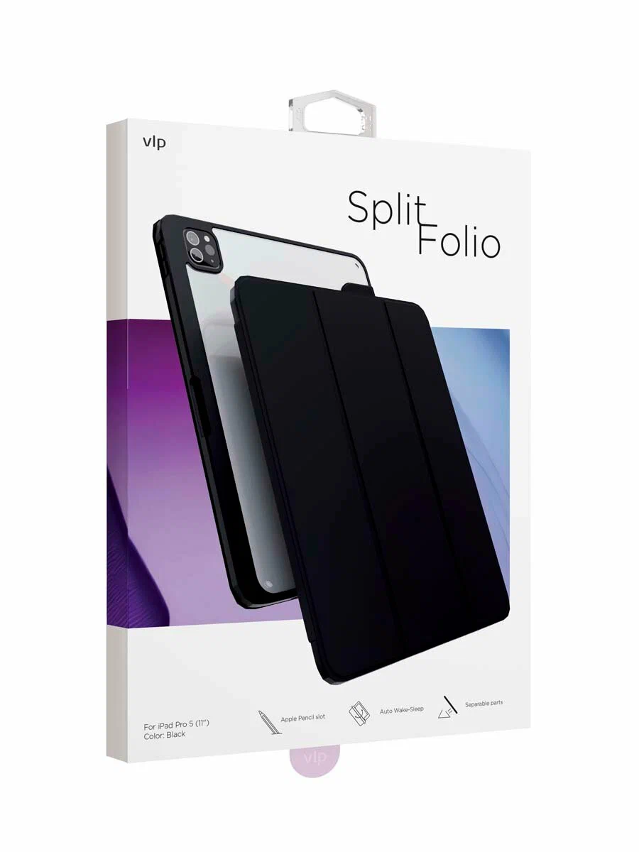 Защитный чехол VLP Split Folio для iPad Pro M4 11”, чёрный