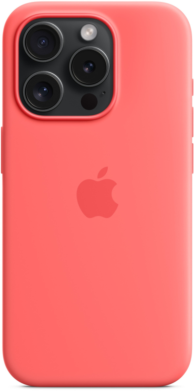 На фото изображено Чехол Apple MagSafe для iPhone 15 Pro, силикон, «Спелый нектарин»
