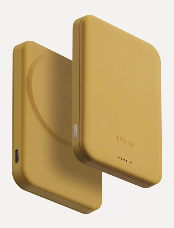 На фото изображено Внешний аккумулятор Uniq Lexa 5000 mAh, желтый