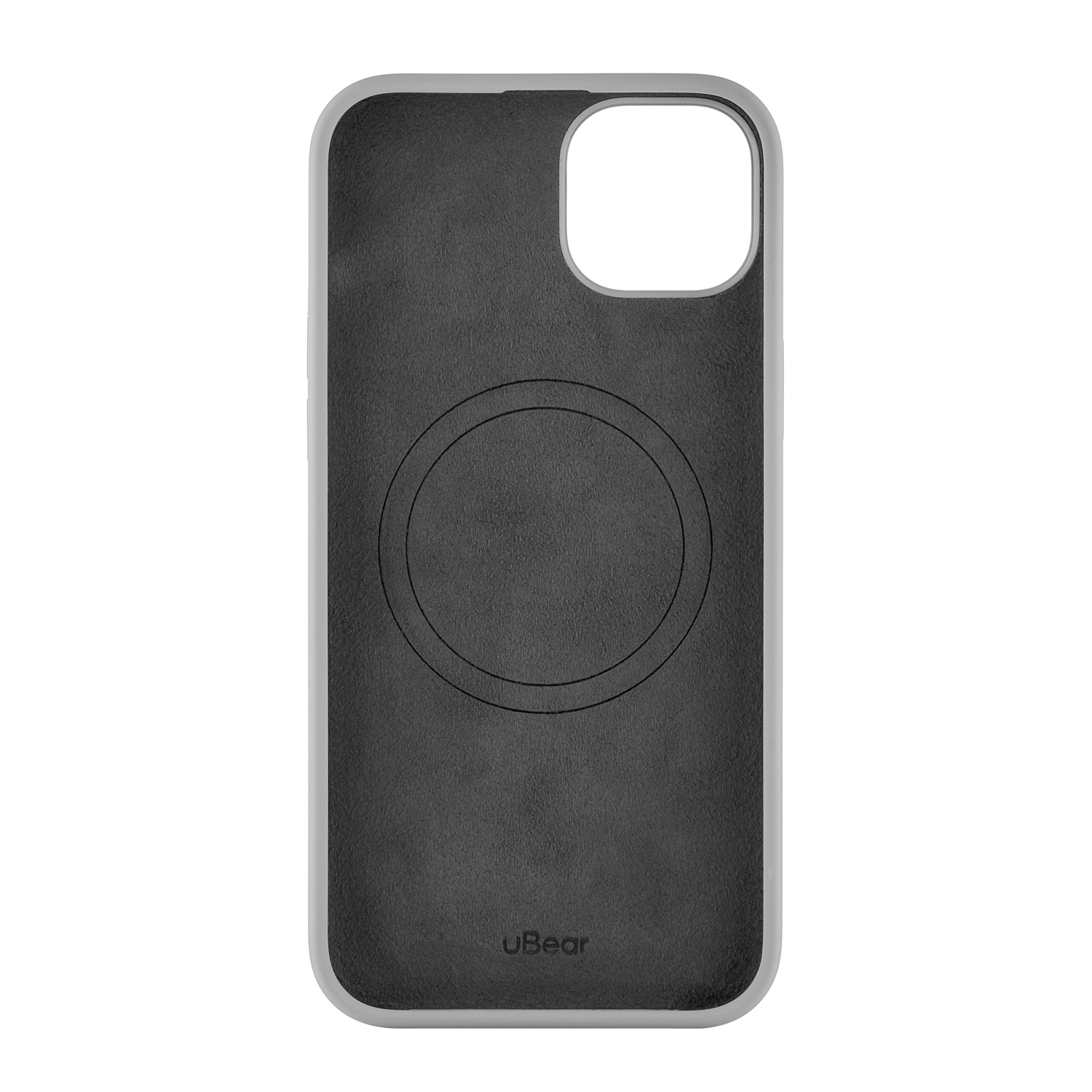 На фото изображено Чехол защитный uBear Touch Mag Case для iPhone 15 Plus, серый