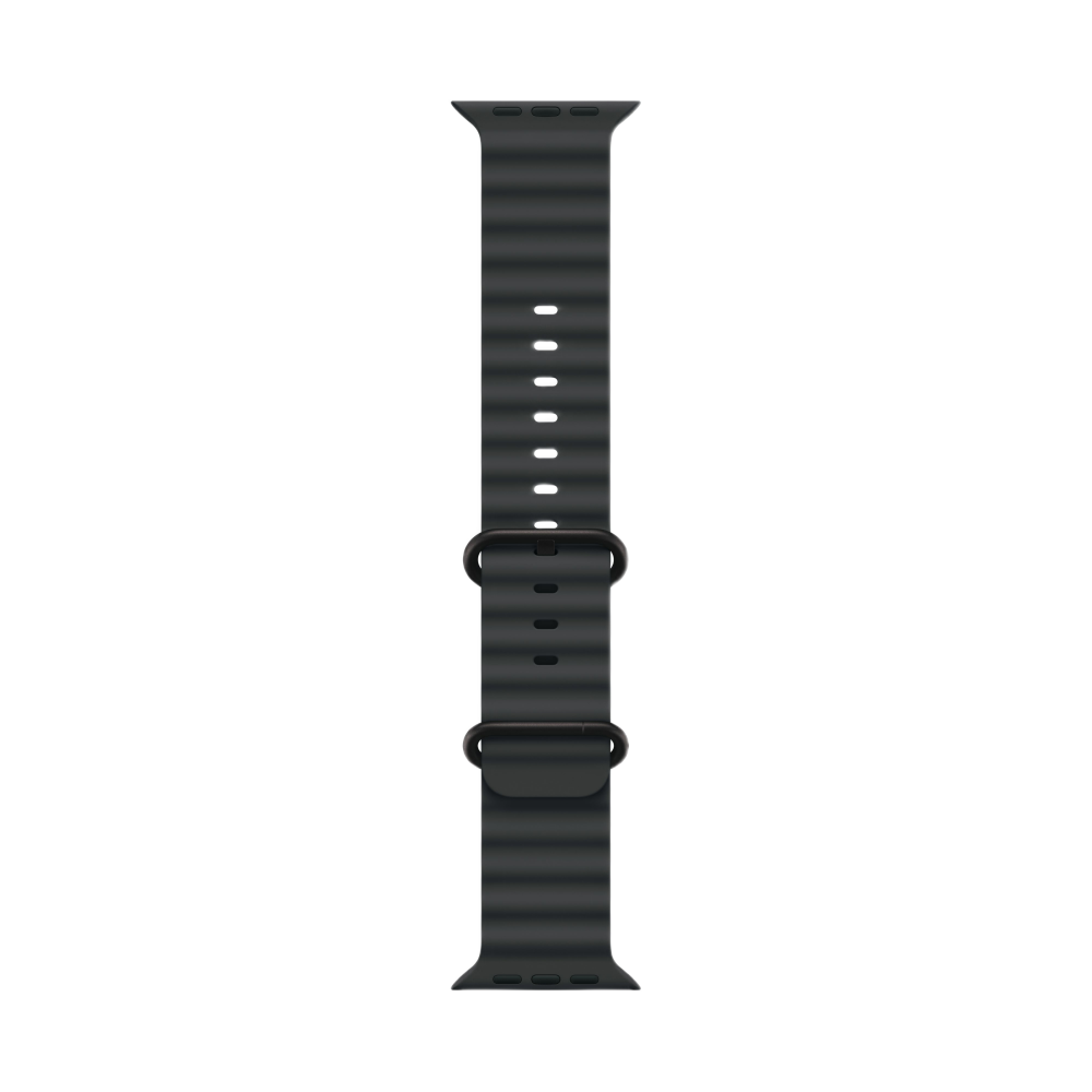 На фото изображено Apple Watch Ultra 3 GPS + Cellular, 49 мм, корпус из чёрного титана, ремешок Ocean Band, цвет чёрный