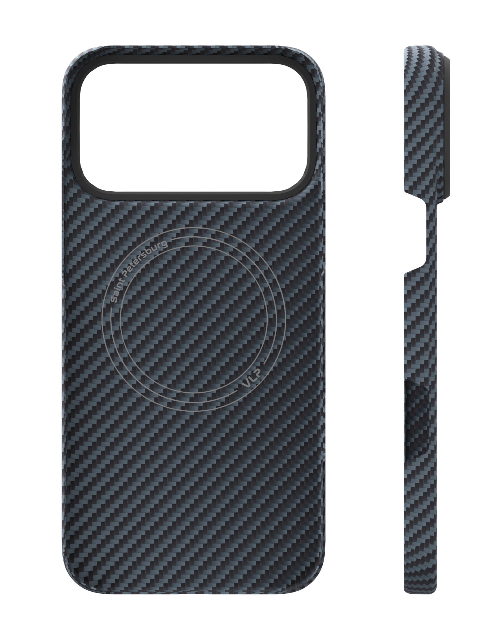 Фото Чехол защитный VLP Kevlar Case с MagSafe для iPhone 17 Pro Max, синий На фото изображено Чехол защитный VLP Kevlar Case с MagSafe для iPhone 17 Pro Max, синий