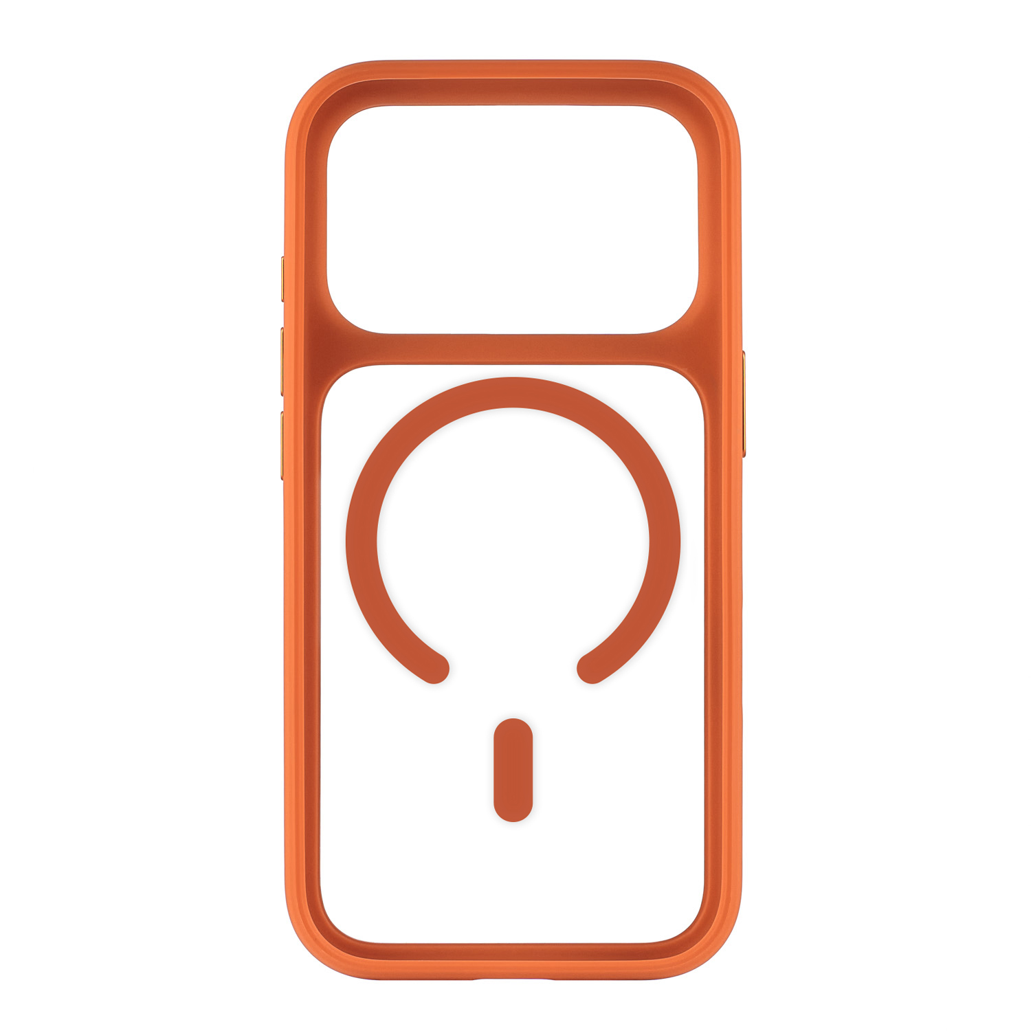 На фото изображено Чехол защитный uBear Shade Case для iPhone 17 Pro, MagSafe, оранжевый