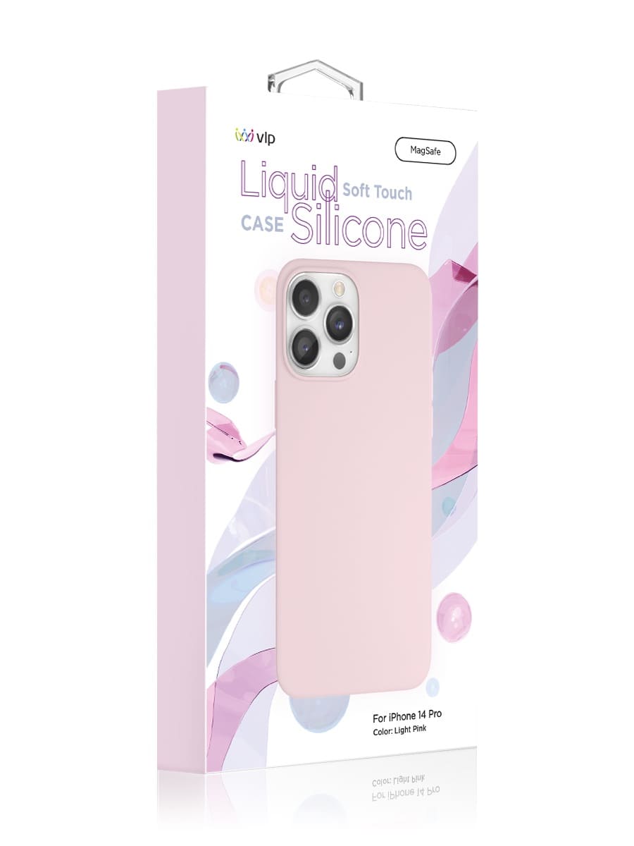 Чехол защитный VLP Silicone case с MagSafe для iPhone 14 Pro, светло-розовый