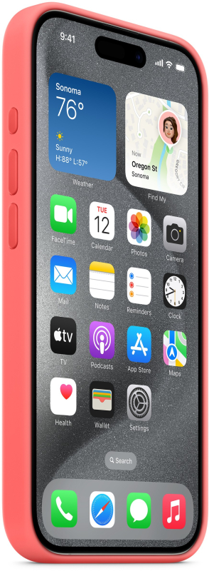На фото изображено Чехол Apple MagSafe для iPhone 15 Pro, силикон, «Спелый нектарин»