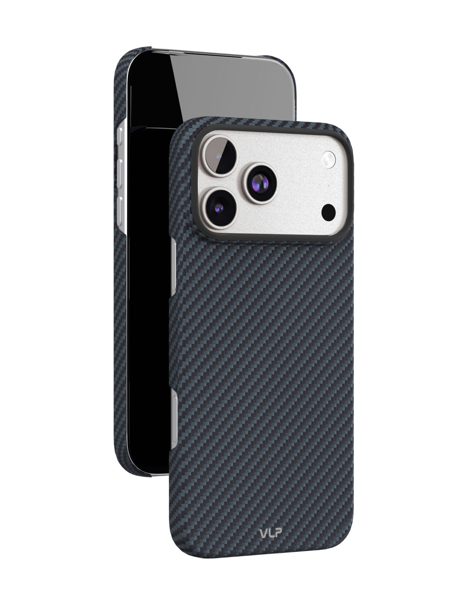 Фото Чехол защитный VLP Kevlar Case с MagSafe для iPhone 17 Pro Max, синий На фото изображено Чехол защитный VLP Kevlar Case с MagSafe для iPhone 17 Pro Max, синий