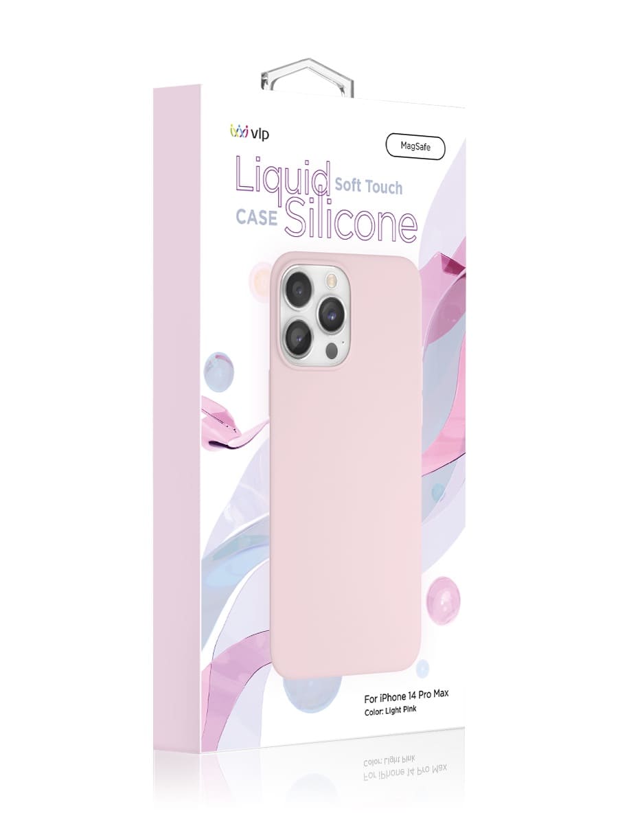 Чехол защитный VLP Silicone case с MagSafe для iPhone 14 Pro Max, светло-розовый
