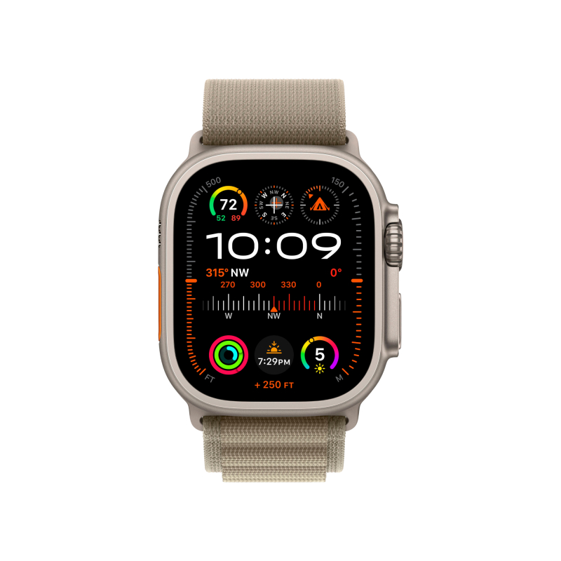 Apple Watch Ultra 2 GPS + Cellular, 49 мм, корпус из титана, ремешок Alpine цвет оливковый, M