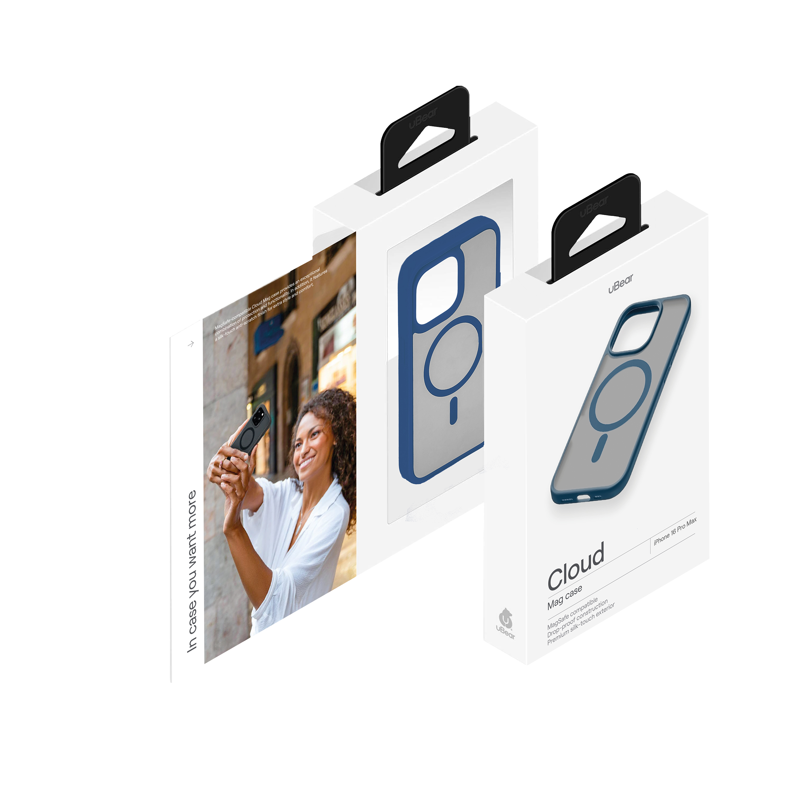 На фото изображено Чехол защитный uBear Cloud Mag Case для iPhone 16 Pro Max, синий
