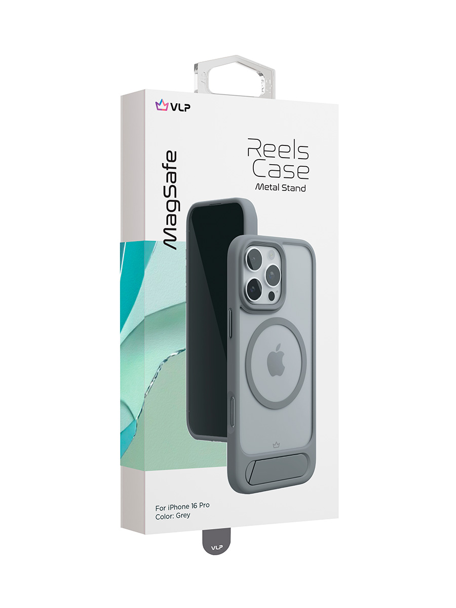 Чехол защитный VLP Reels Case с MagSafe для iPhone 16 Pro, серый