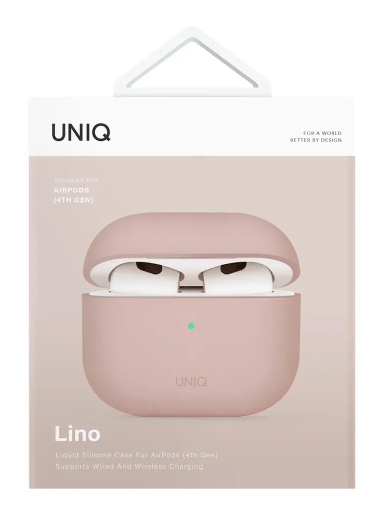 Защитный чехол Uniq Lino Silicone Case для Airpods 4, розовый