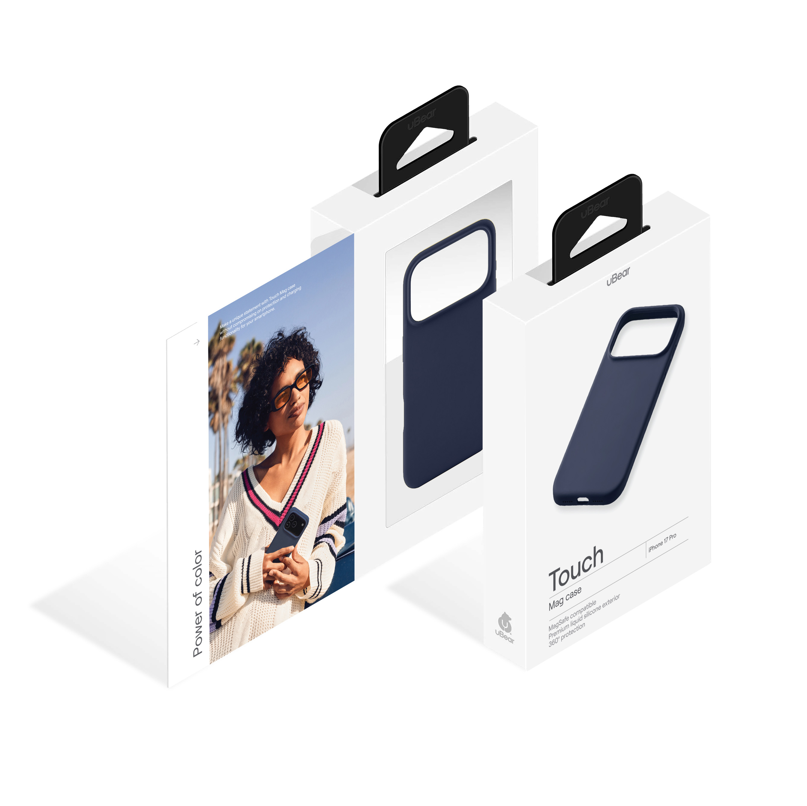 На фото изображено Чехол защитный uBear Touch Mag Case для iPhone 17 Pro, MagSafe, темно-синий