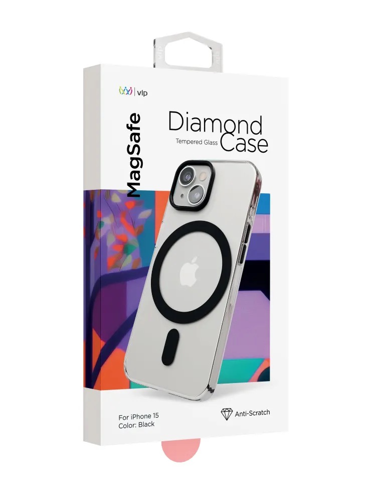 Чехол защитный VLP Diamond Case с MagSafe для iPhone 14/15, черный