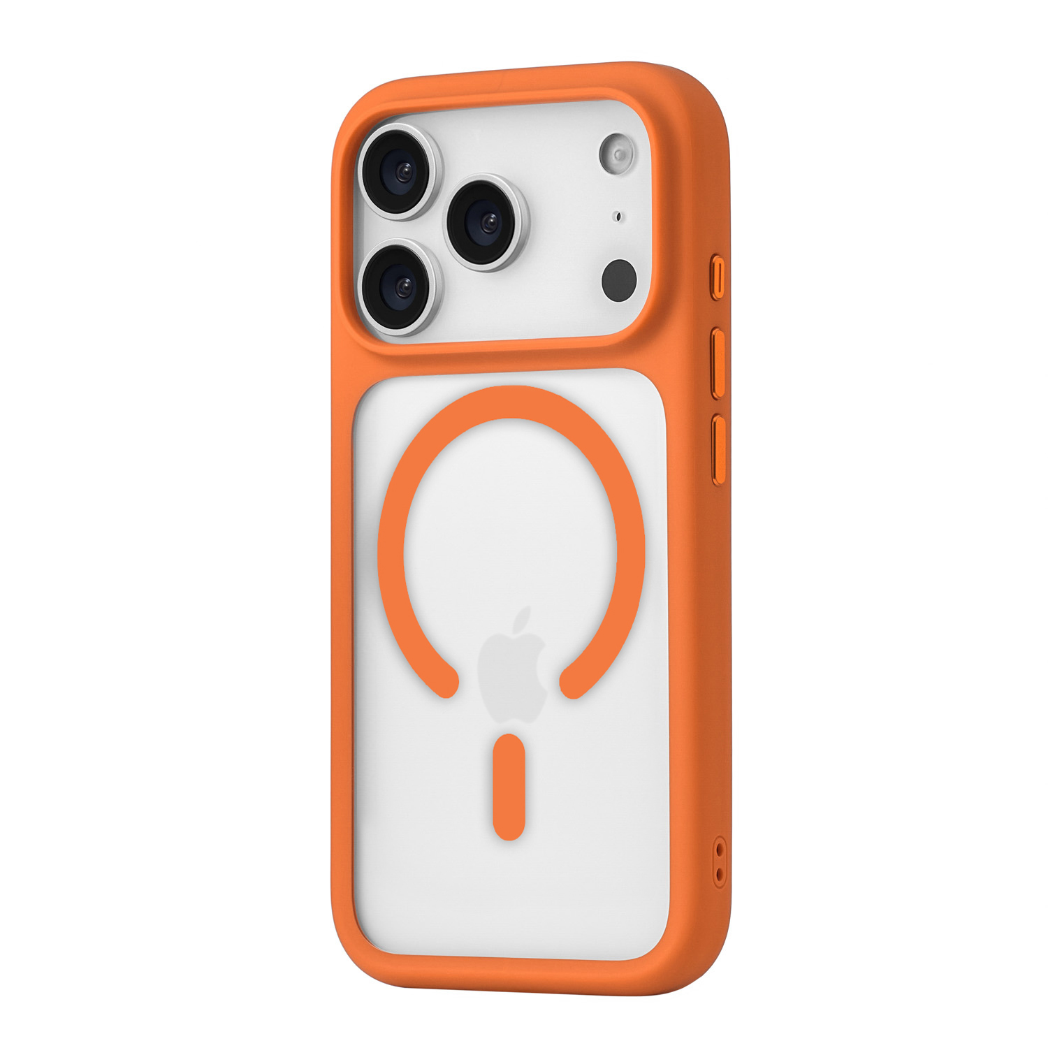 На фото изображено Чехол защитный uBear Shade Case для iPhone 17 Pro, MagSafe, оранжевый