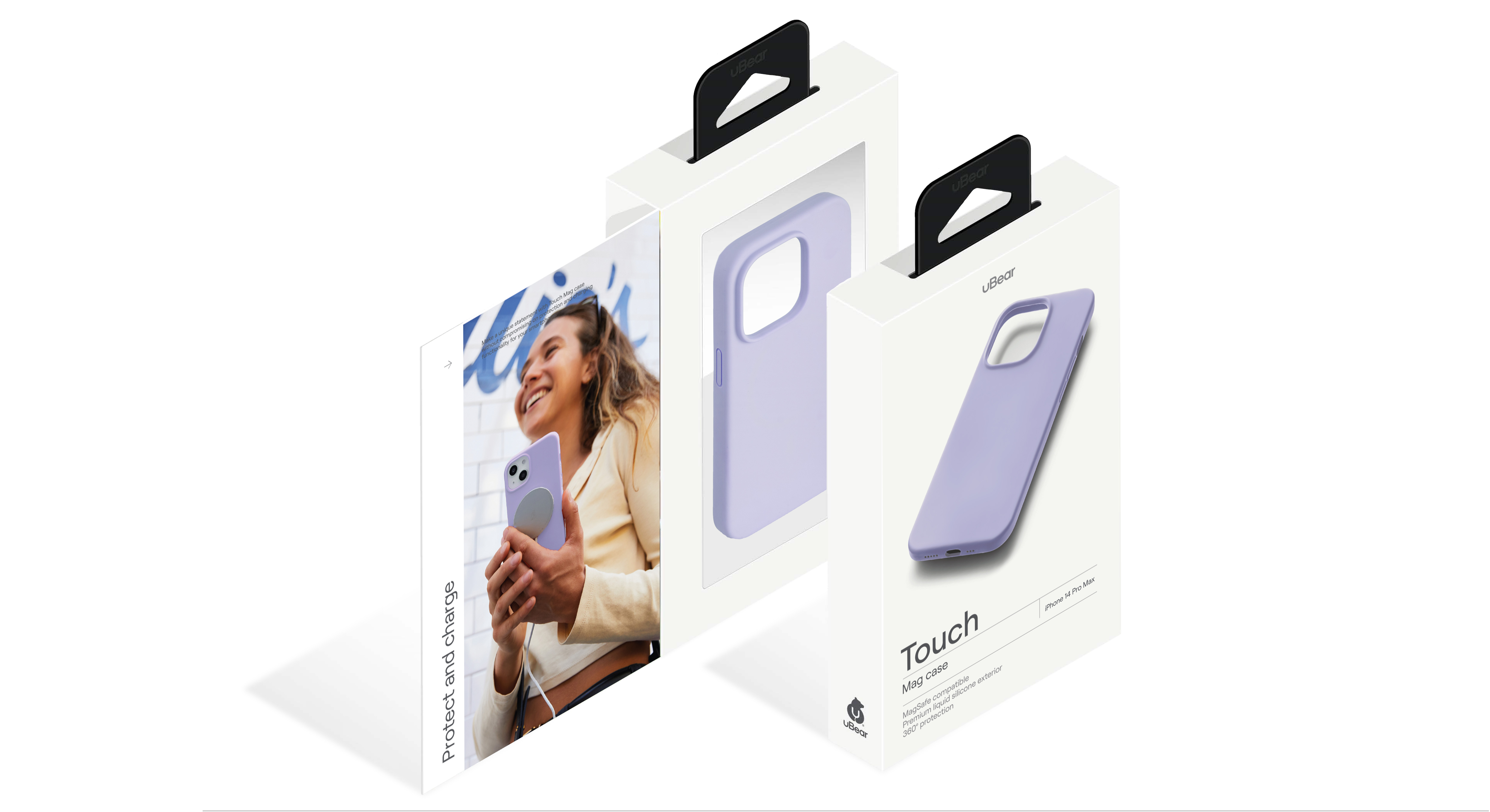 На фото изображено Чехол защитный uBear Touch Mag Case для iPhone 14 Pro Max, фиолетовый