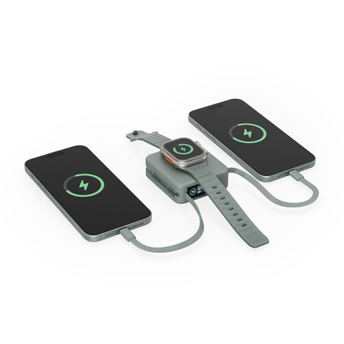 На фото изображено Внешний аккумулятор Energea MagPac Mini Plus 10000 mAh, шалфей