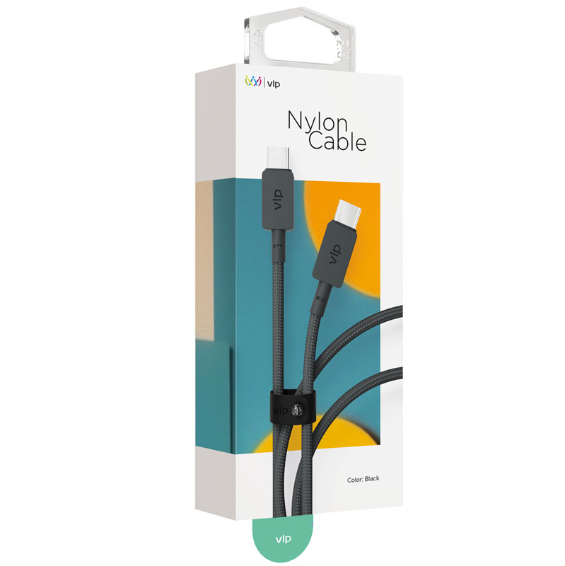 Кабель VLP Nylon Cable USB/C-USB/C, 100 Вт, 1.2м, черный
