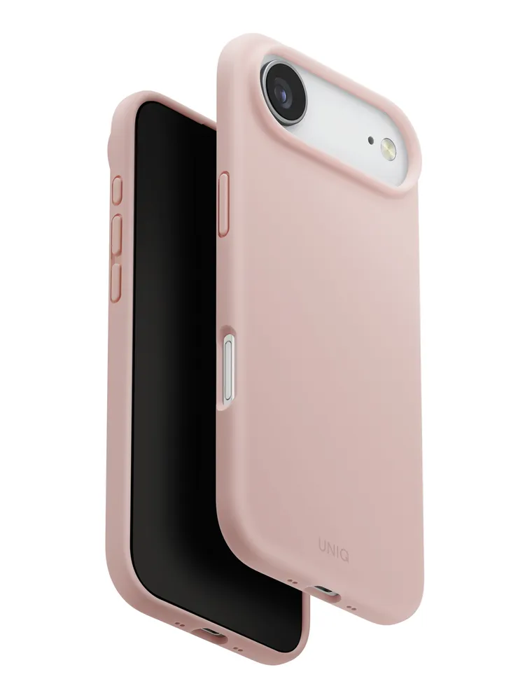 На фото изображено Чехол Uniq Lino MagSafe для iPhone Air, розовый