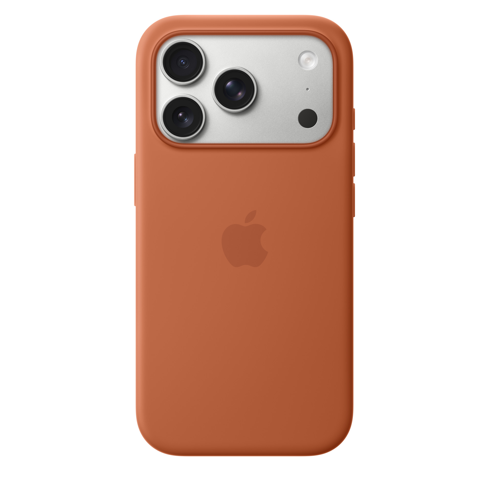 На фото изображено Чехол защитный Apple Silicone Case with MagSafe для iPhone 17 Pro, терракотовый