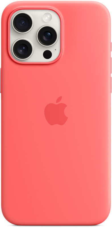 На фото изображено Чехол Apple MagSafe для iPhone 15 Pro Max, силикон, «Спелый нектарин»